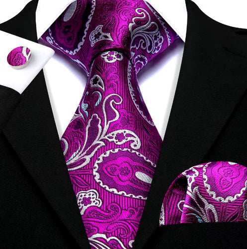Tyrian Purple Paisley Tie Set