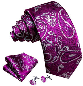 Tyrian Purple Paisley Tie Set