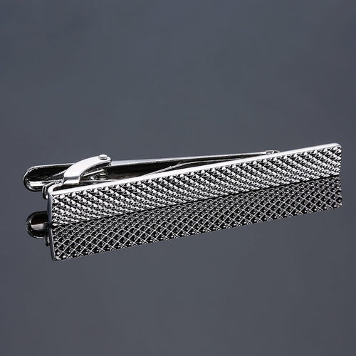 Silver Textured Tie Clip