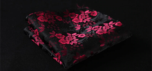 Load image into Gallery viewer, Black and Red Floral Cummerbund Set
