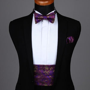 Purple and Gold Paisley Cummerbund Set