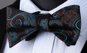 Black and Teal Paisley Cummerbund Set
