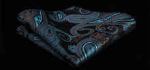 Load image into Gallery viewer, Black and Teal Paisley Cummerbund Set