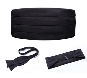 Satin Black Solid Cummerbund Set