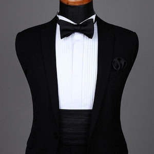 Satin Black Solid Cummerbund Set
