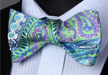 Load image into Gallery viewer, Sky Blue and Green Paisley Cummerbund Set