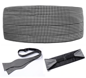 Checkered Geometric Cummerbund Set