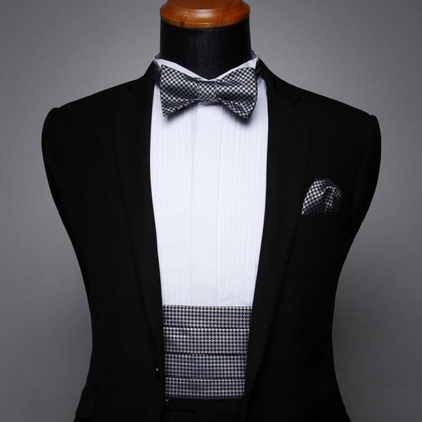 Checkered Geometric Cummerbund Set