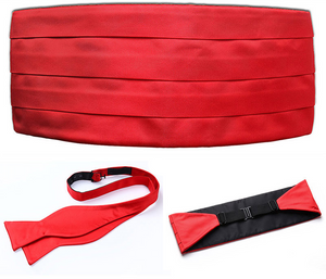 Cherry Red Solid Cummerbund Set