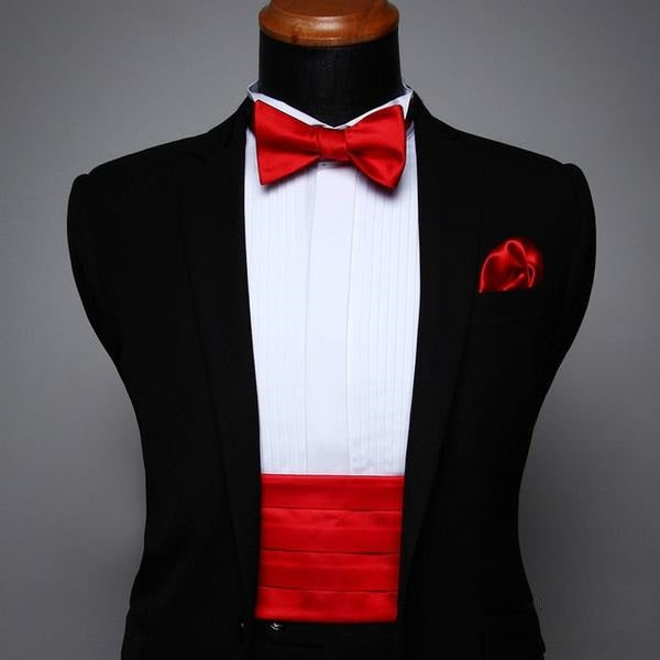 Cherry Red Solid Cummerbund Set