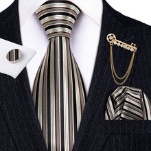 Load image into Gallery viewer, Titanium Striped Tie Set