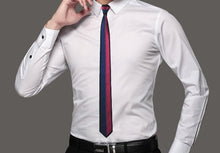 Load image into Gallery viewer, Blue and Red Geometric Slim Tie
