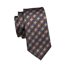 Load image into Gallery viewer, Brown and Blue Geometric Tie Set