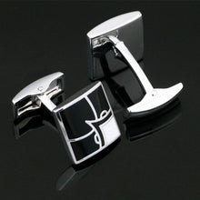 Load image into Gallery viewer, White Corner Silver Cufflinks