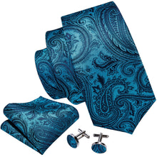 Load image into Gallery viewer, Azure Ocean Paisley Tie Set