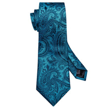 Load image into Gallery viewer, Azure Ocean Paisley Tie Set