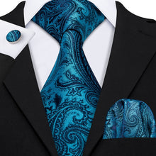 Load image into Gallery viewer, Azure Ocean Paisley Tie Set