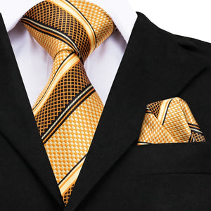 Golden Yellow Striped Tie Set