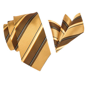 Golden Yellow Striped Tie Set