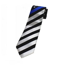 Load image into Gallery viewer, Thin Blue Line Striped Silk Tie