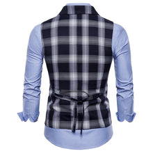Load image into Gallery viewer, Black and White Plaid Double Breasted Slim Fit Vest
