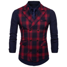 Load image into Gallery viewer, Buffalo Plaid Double Breasted Slim Fit Vest