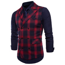 Load image into Gallery viewer, Buffalo Plaid Double Breasted Slim Fit Vest