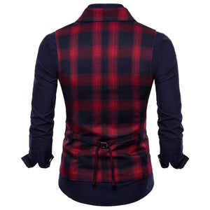 Buffalo Plaid Double Breasted Slim Fit Vest