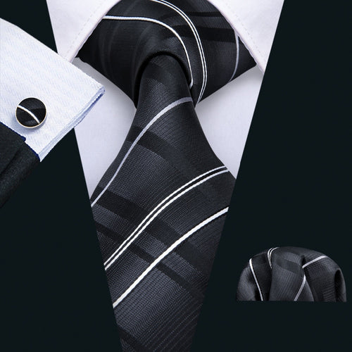 Fifty Shades of Black Striped Tie Set
