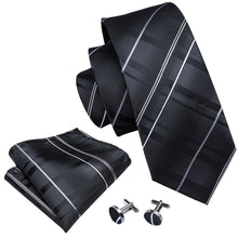 Load image into Gallery viewer, Fifty Shades of Black Striped Tie Set