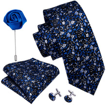 Load image into Gallery viewer, White and Blue Floral Tie Set