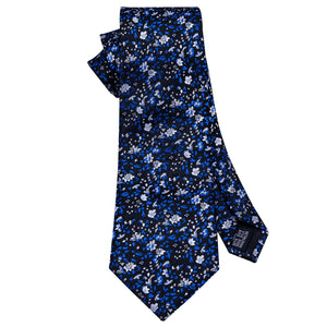 White and Blue Floral Tie Set