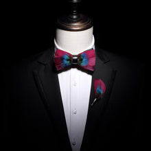 Load image into Gallery viewer, Ricnais Brand Designer Mens Fashion Feather Bow Tie Brooch Set Adjustable Formal Tie Bowtie Wedding Party with Gift Box