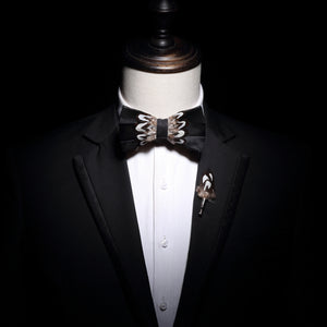 Ricnais Brand Designer Mens Fashion Feather Bow Tie Brooch Set Adjustable Formal Tie Bowtie Wedding Party with Gift Box