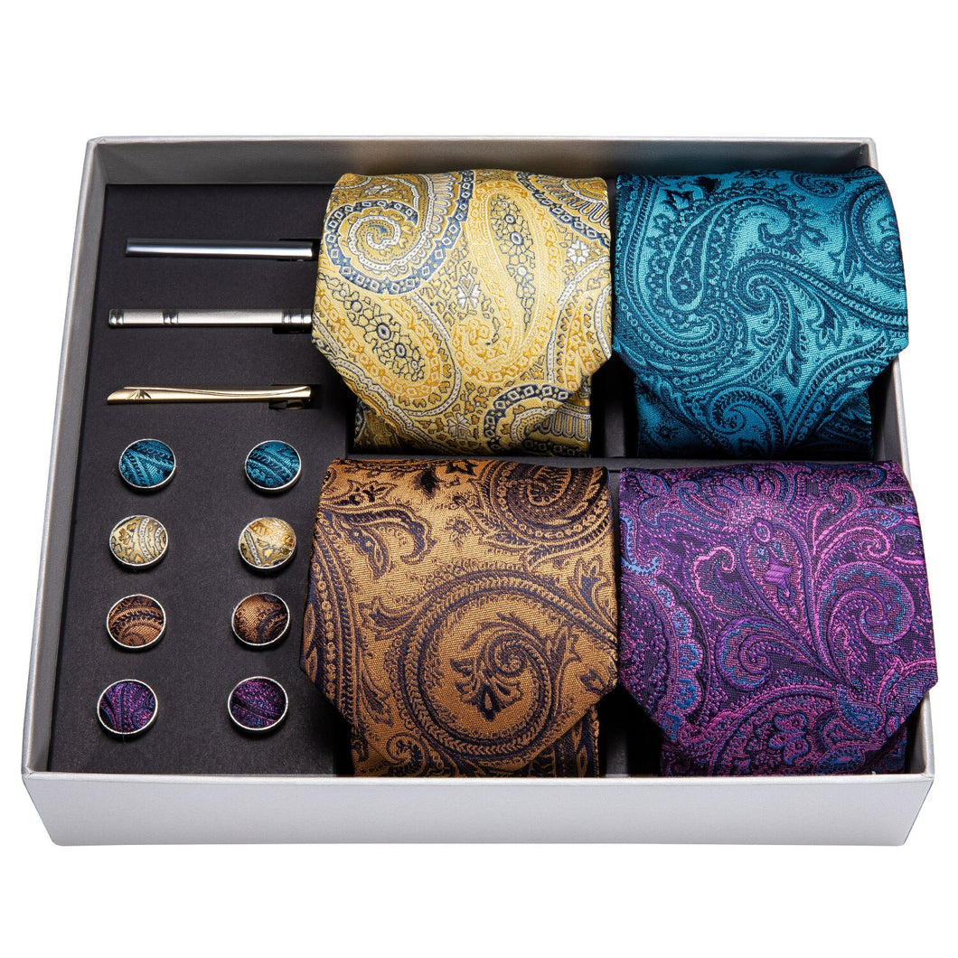 4 PC Paisley Silk Tie Box Set