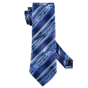 Sapphire Blue Striped Tie Set