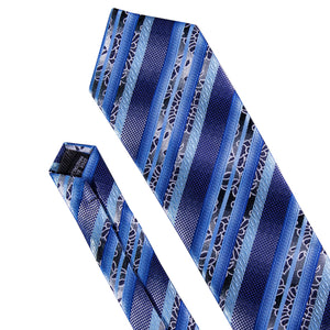 Sapphire Blue Striped Tie Set