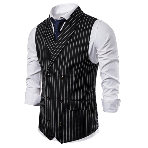 Black O.G. Double Breasted Pin Striped Vest