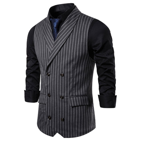 Gray O.G. Double Breasted Pin Striped Vest