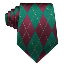 Load image into Gallery viewer, Green and Red Pinstripe Silk Tie Set