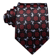 Load image into Gallery viewer, Red and Black Snowflake Geometric Tie Set