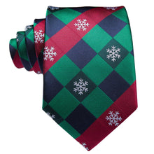 Load image into Gallery viewer, Red Striped Snowflake Plaid Tie Set