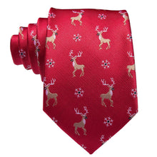 Load image into Gallery viewer, Red Reindeer and Snowflake Tie Set