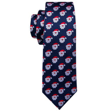 Load image into Gallery viewer, Navy Blue Santa Silk Tie Set