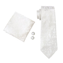Load image into Gallery viewer, Satin White Paisley Suspender Set