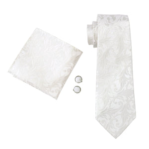 Satin White Paisley Suspender Set