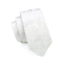 Load image into Gallery viewer, Satin White Paisley Suspender Set