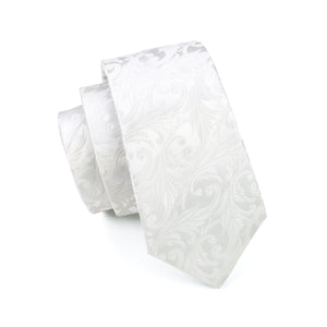 Satin White Paisley Suspender Set