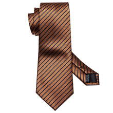 Load image into Gallery viewer, Blue and Bronze Striped Tie Set