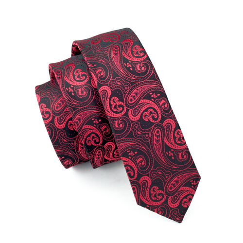 Deep Red Paisley Slim Tie